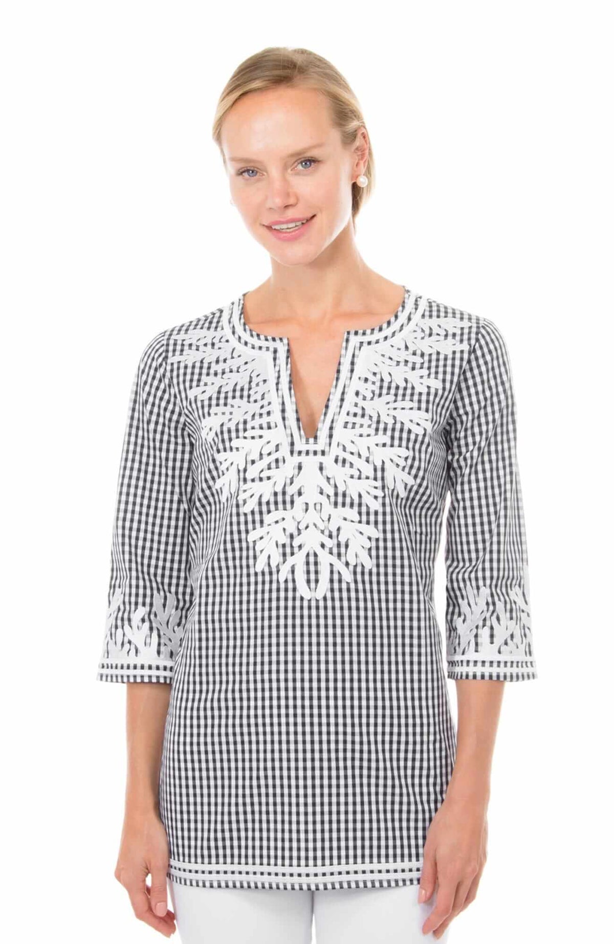 Cotton Gingham Tunic - The Reef Black