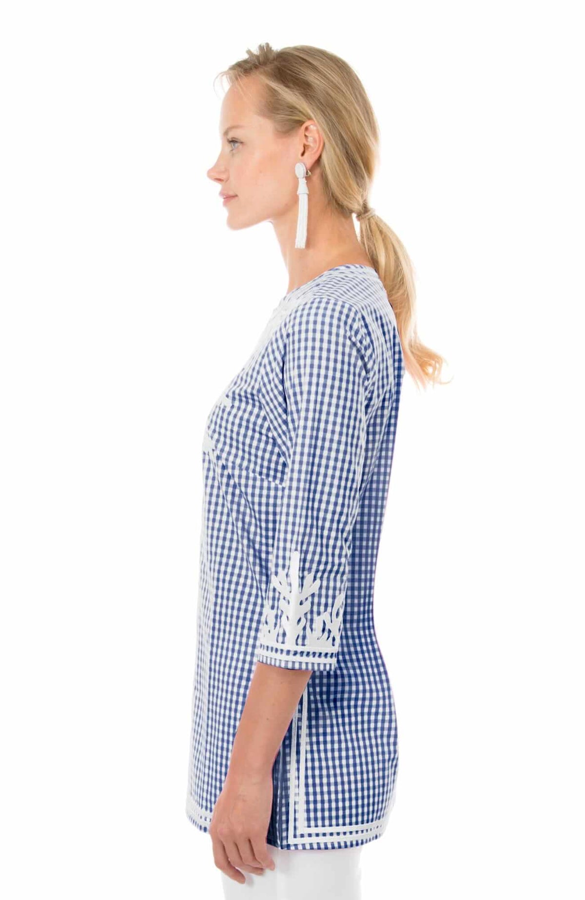 Cotton Gingham Tunic - The Reef Navy