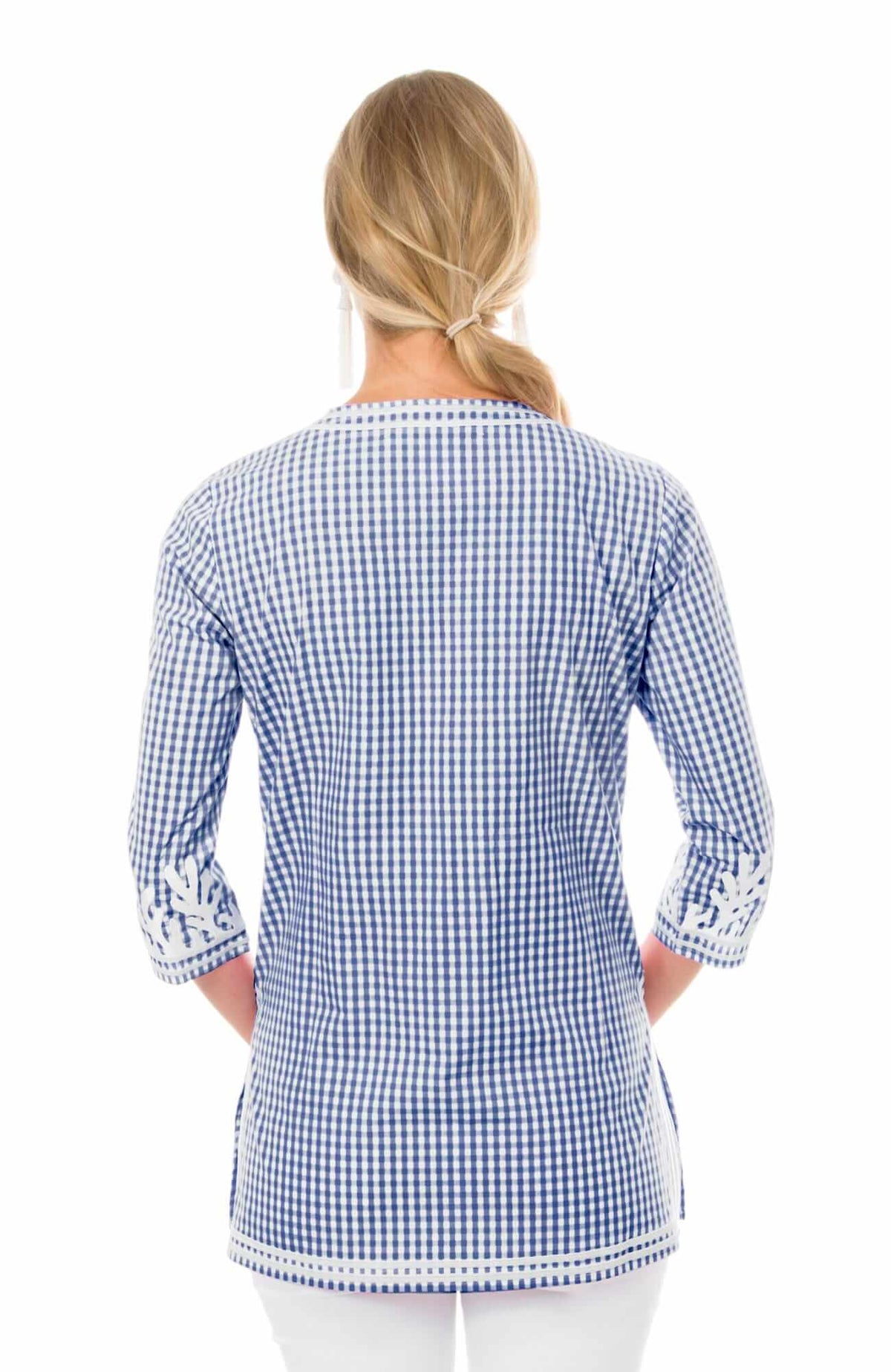 Cotton Gingham Tunic - The Reef Navy