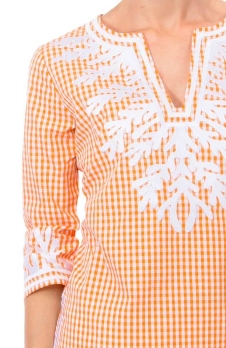 Cotton Gingham Tunic - The Reef Orange