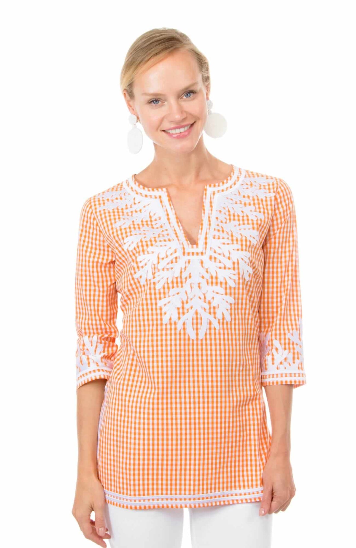 Cotton Gingham Tunic - The Reef Orange