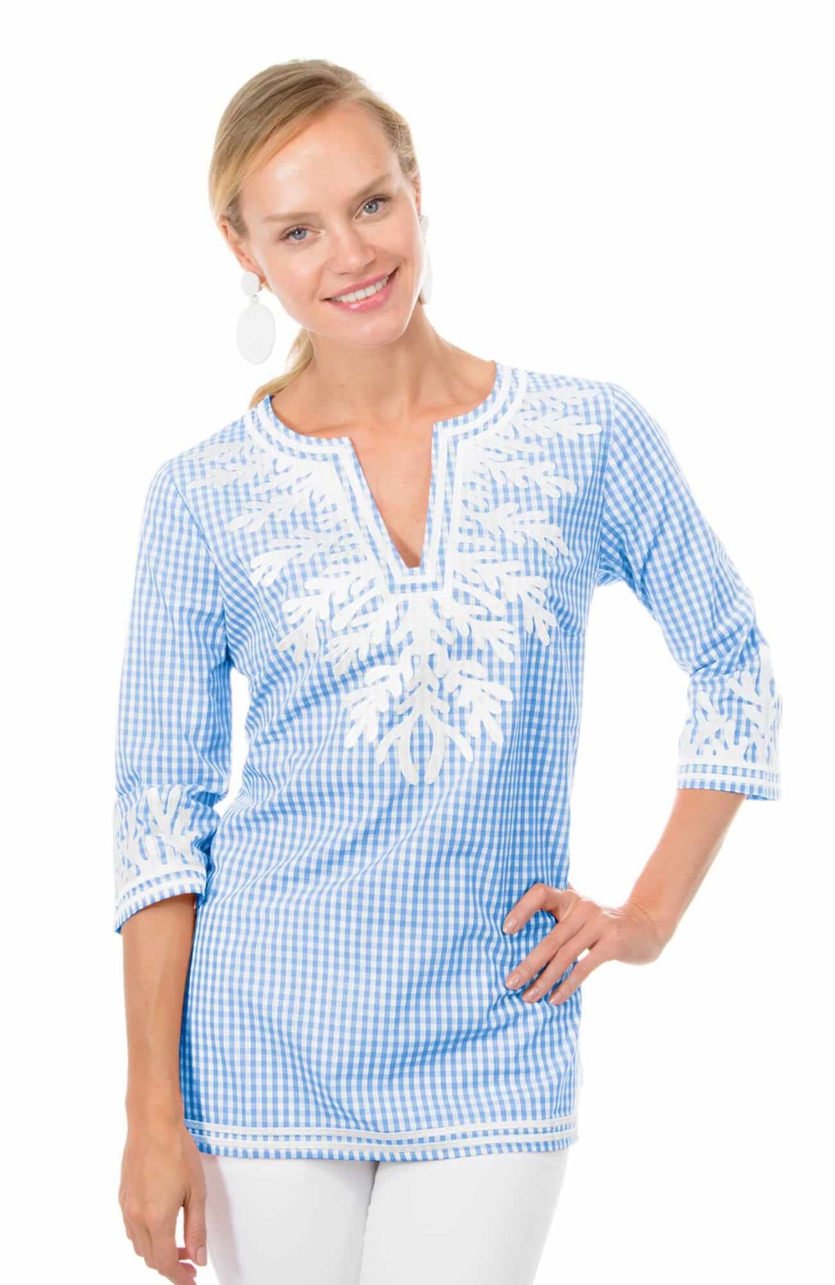 Cotton Gingham Tunic - The Reef Periwinkle