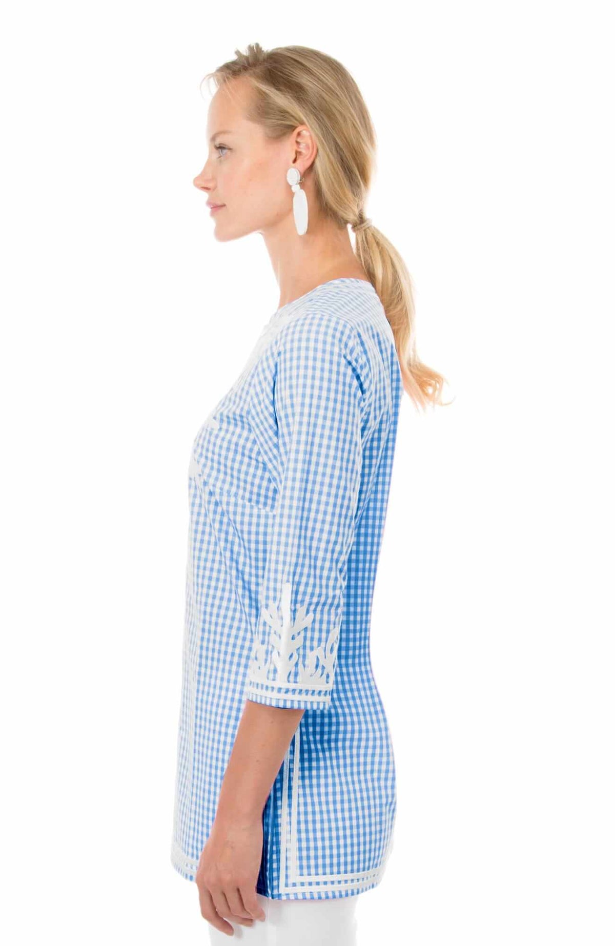 Cotton Gingham Tunic - The Reef Periwinkle