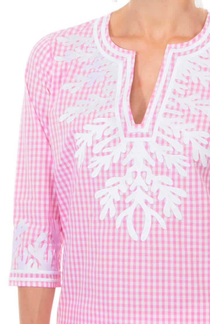 Cotton Gingham Tunic - The Reef Pink