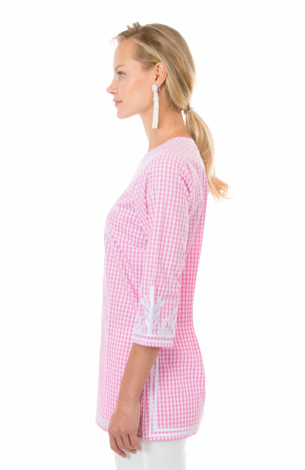 Cotton Gingham Tunic - The Reef Pink