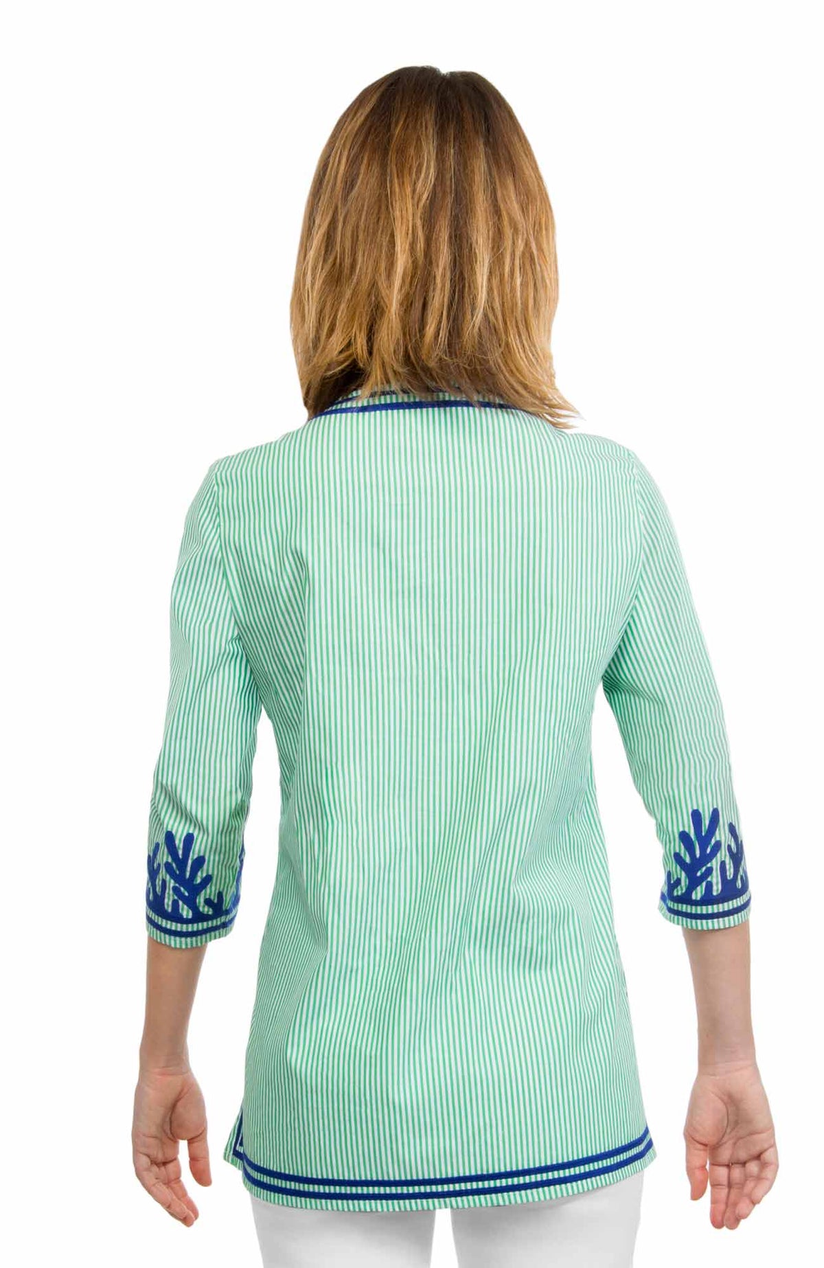 Embroidered Pinstripe Tunic - The Reef Kelly Navy