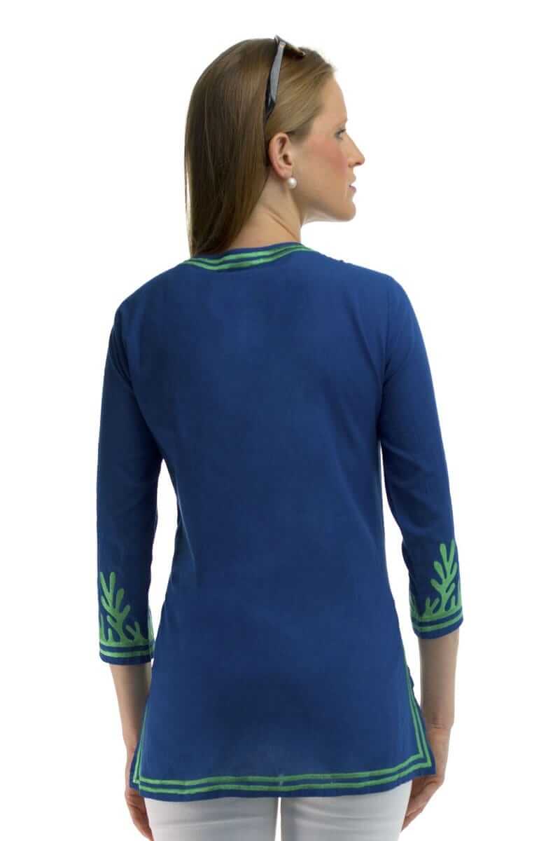 Cotton Embroidered Tunic - The Reef Royal Kelly