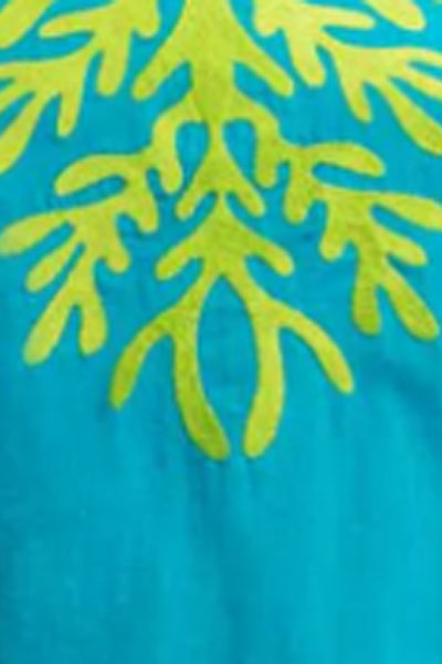 Cotton Embroidered Tunic - The Reef Turq Lime