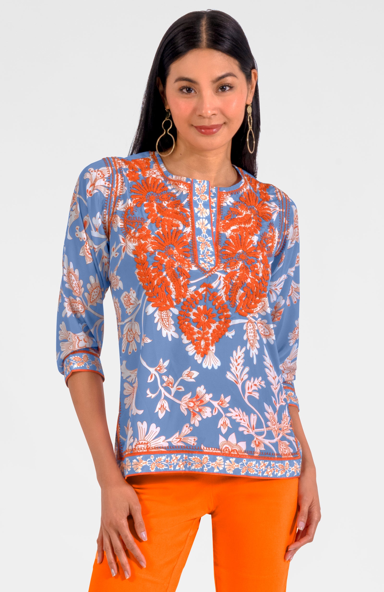 Embroidered Silky Tunic - Stunning Stippling Peri