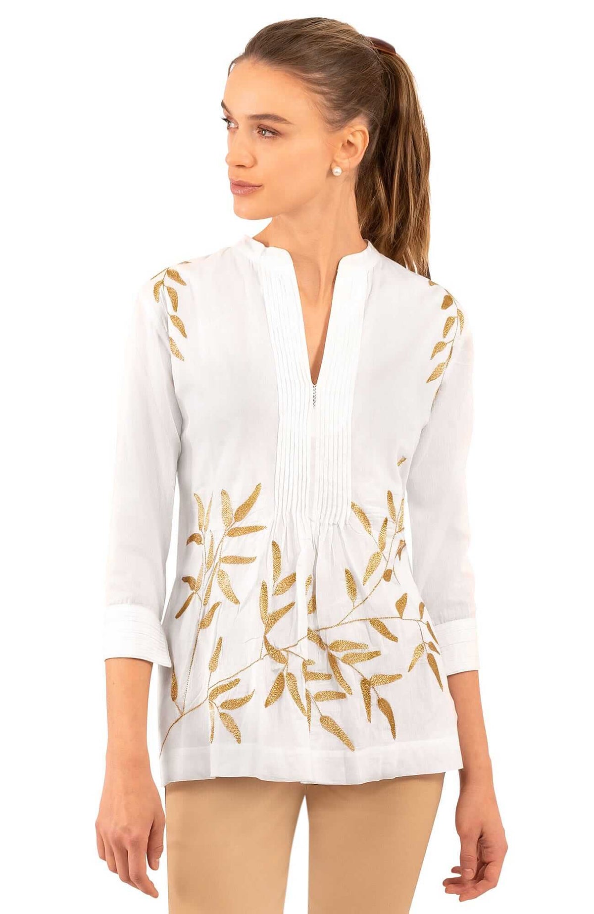 Cotton Embroidered Whisper Tunic – La Di Da White Gold