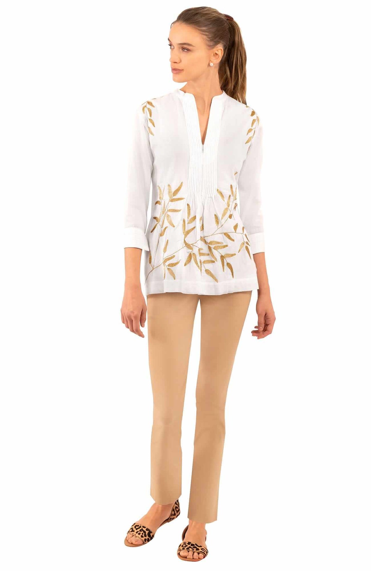 Cotton Embroidered Whisper Tunic – La Di Da White Gold