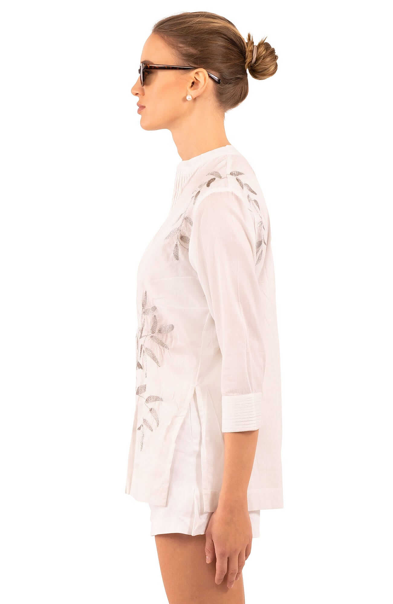 Cotton Embroidered Whisper Tunic – La Di Da White Silver