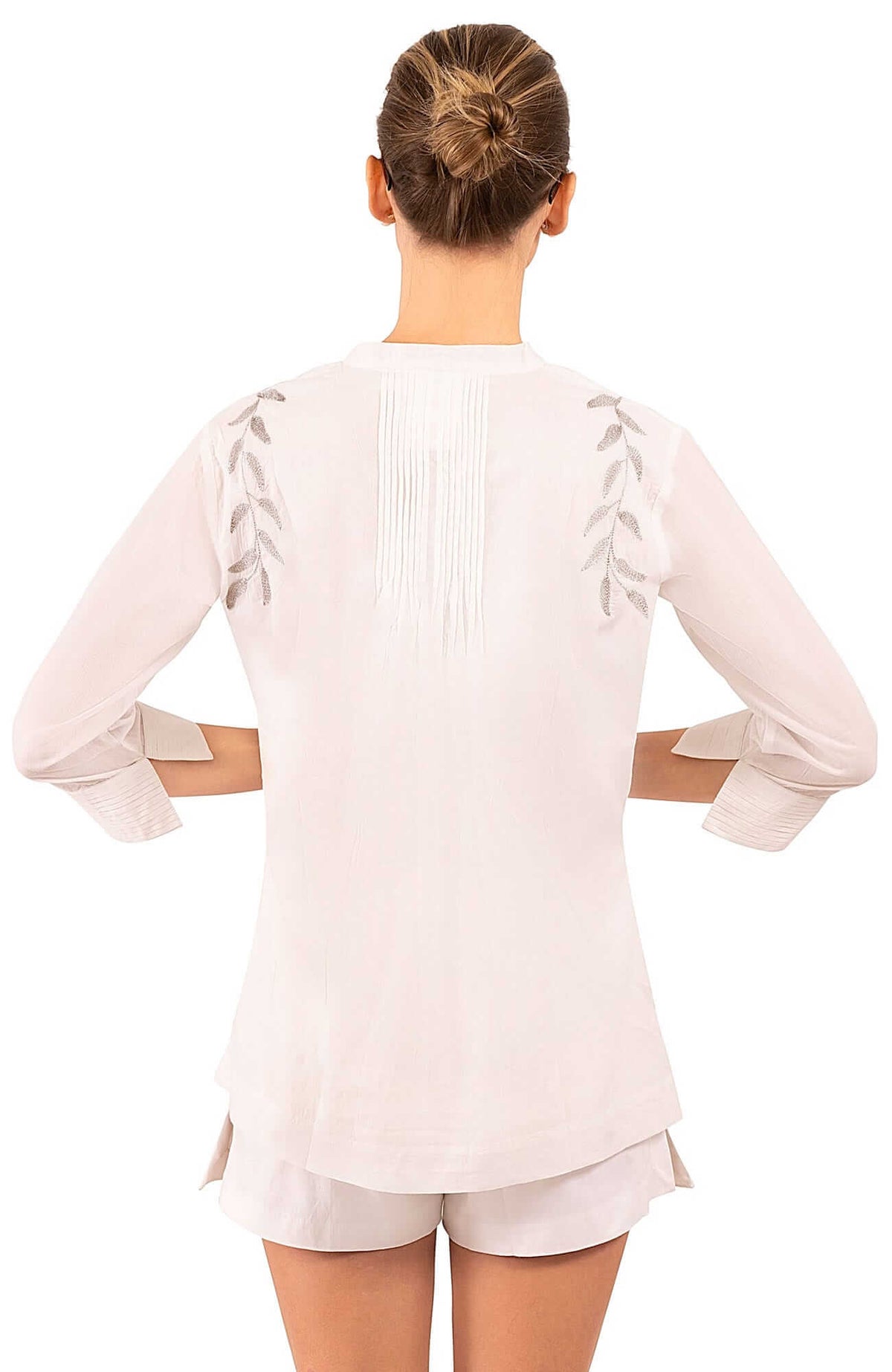 Cotton Embroidered Whisper Tunic – La Di Da White Silver