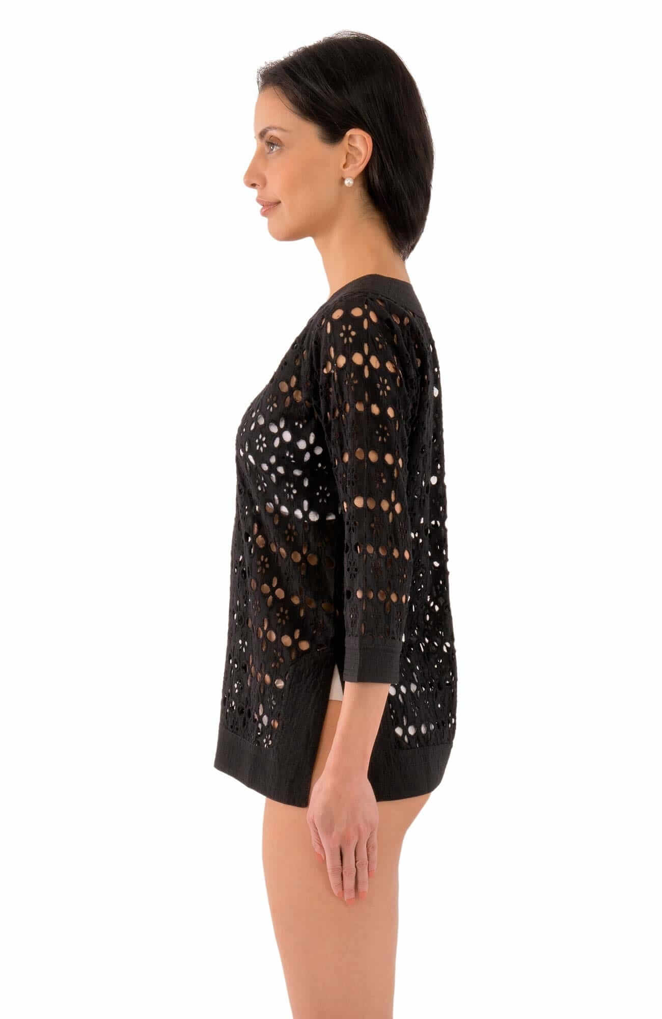 Cotton Eyelet Tunic - Alibi Black