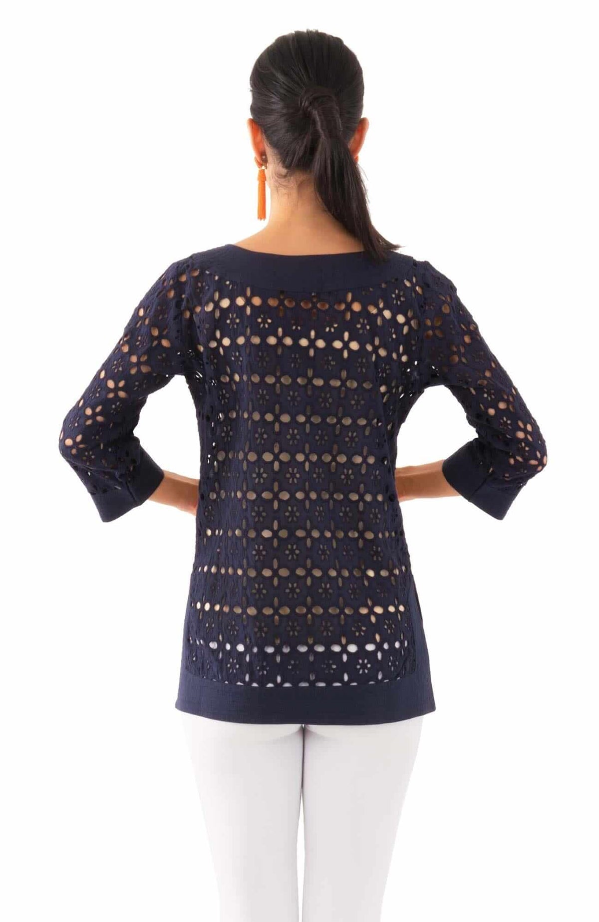 Cotton Eyelet Tunic - Alibi Navy