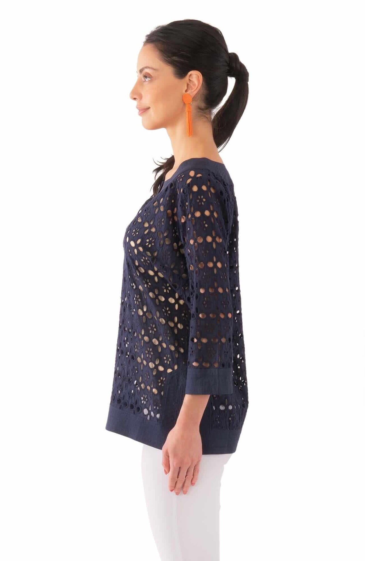 Cotton Eyelet Tunic - Alibi Navy