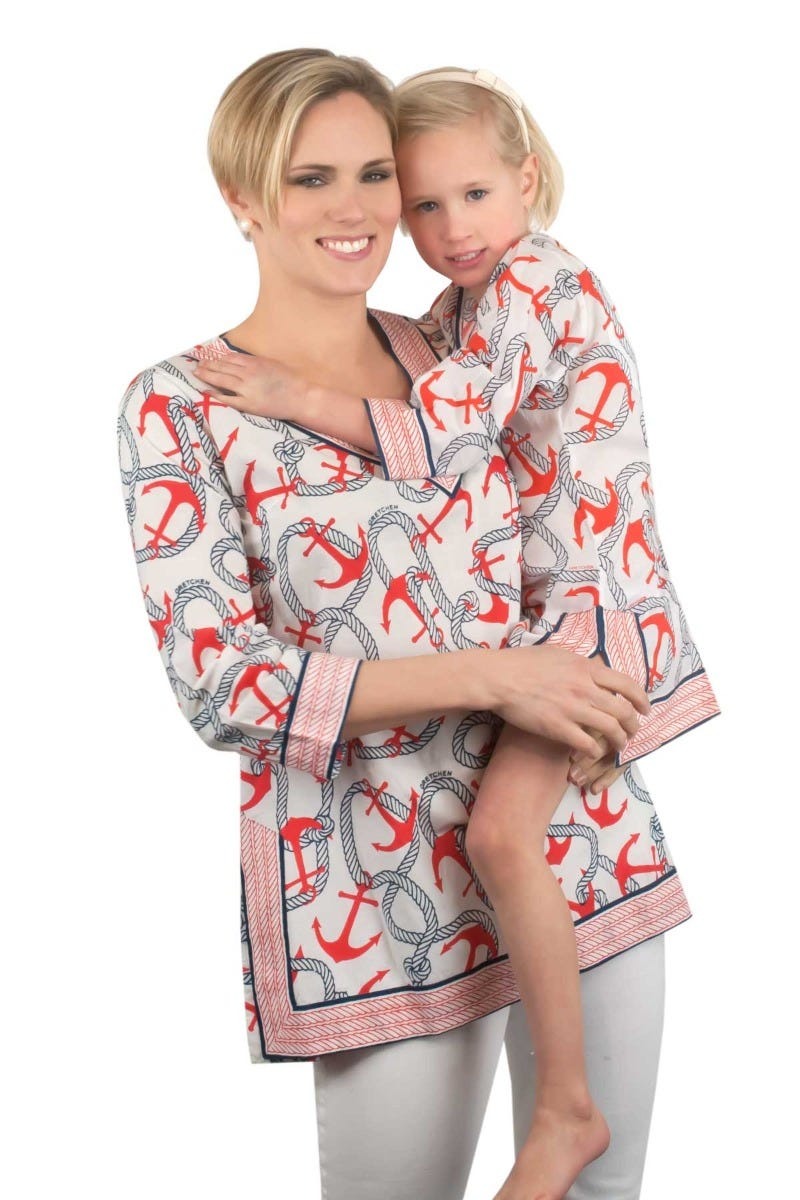 Tunic Mommy Me Anchors Away Child - Final Sale Tomato Navy