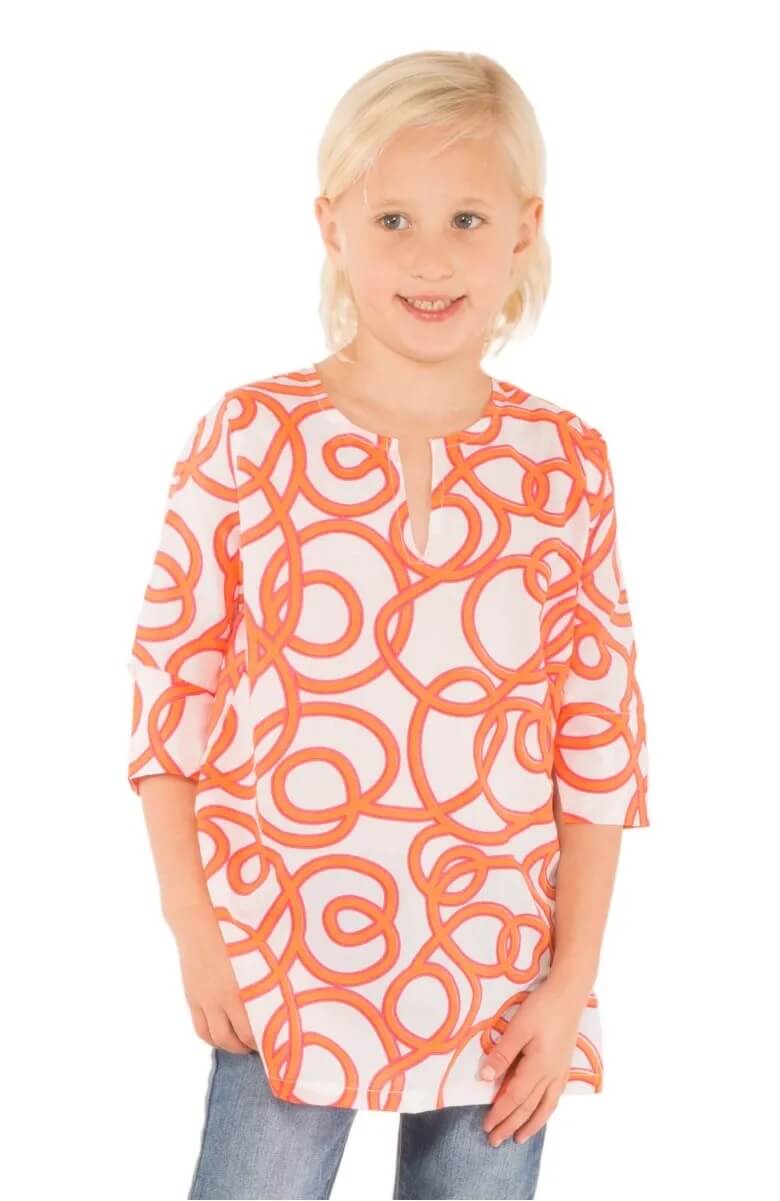 Girls Cotton Tunic - String Thing Child - Final Sale Peri Orange