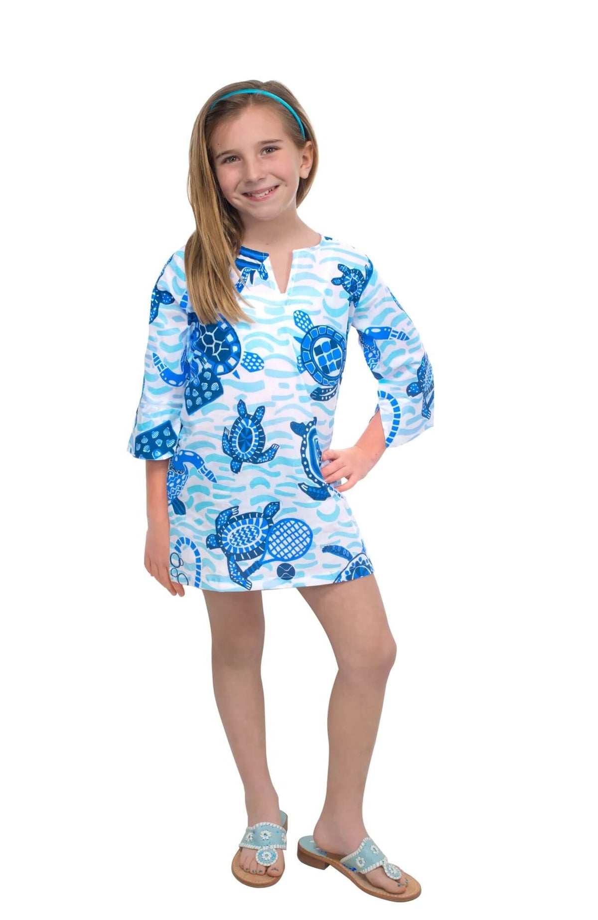 Girls Cotton Tunic - Turtle Time - Final Sale Blues