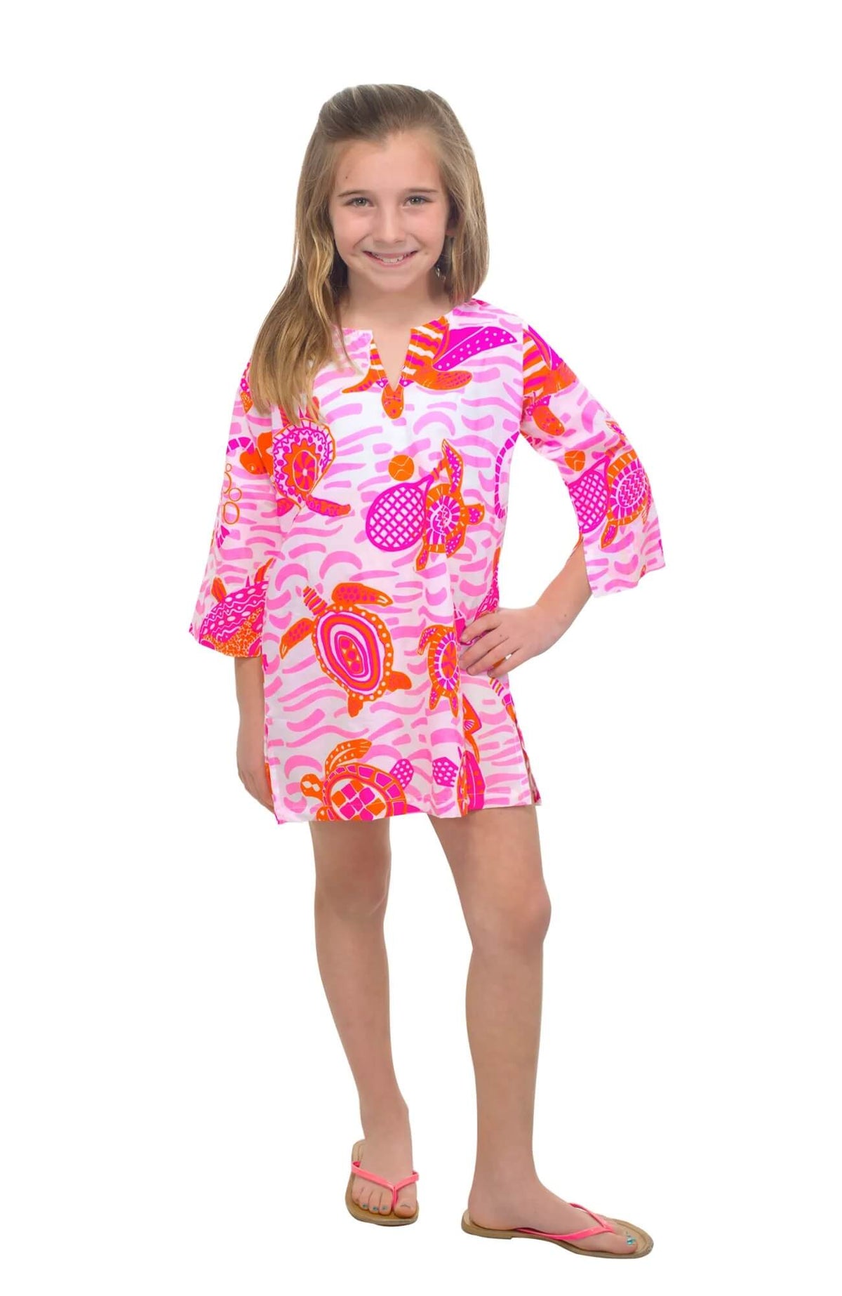 Girls Cotton Tunic - Turtle Time - Final Sale Pink