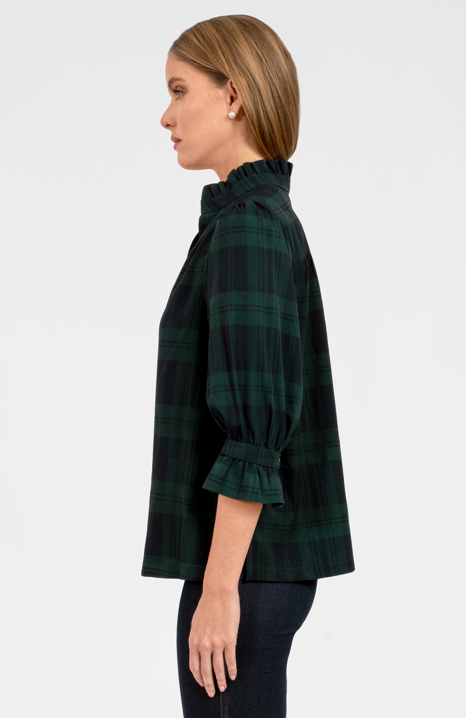 Ruffleneck Tunic - Blackwatch Plaid