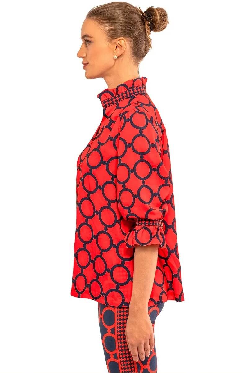 Ruffleneck Tunic - Dip &amp; Dot W Red C