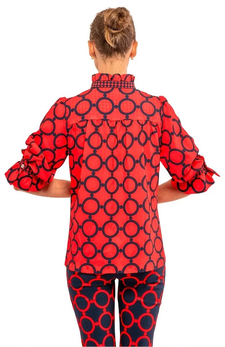 Ruffleneck Tunic - Dip &amp; Dot W Red C