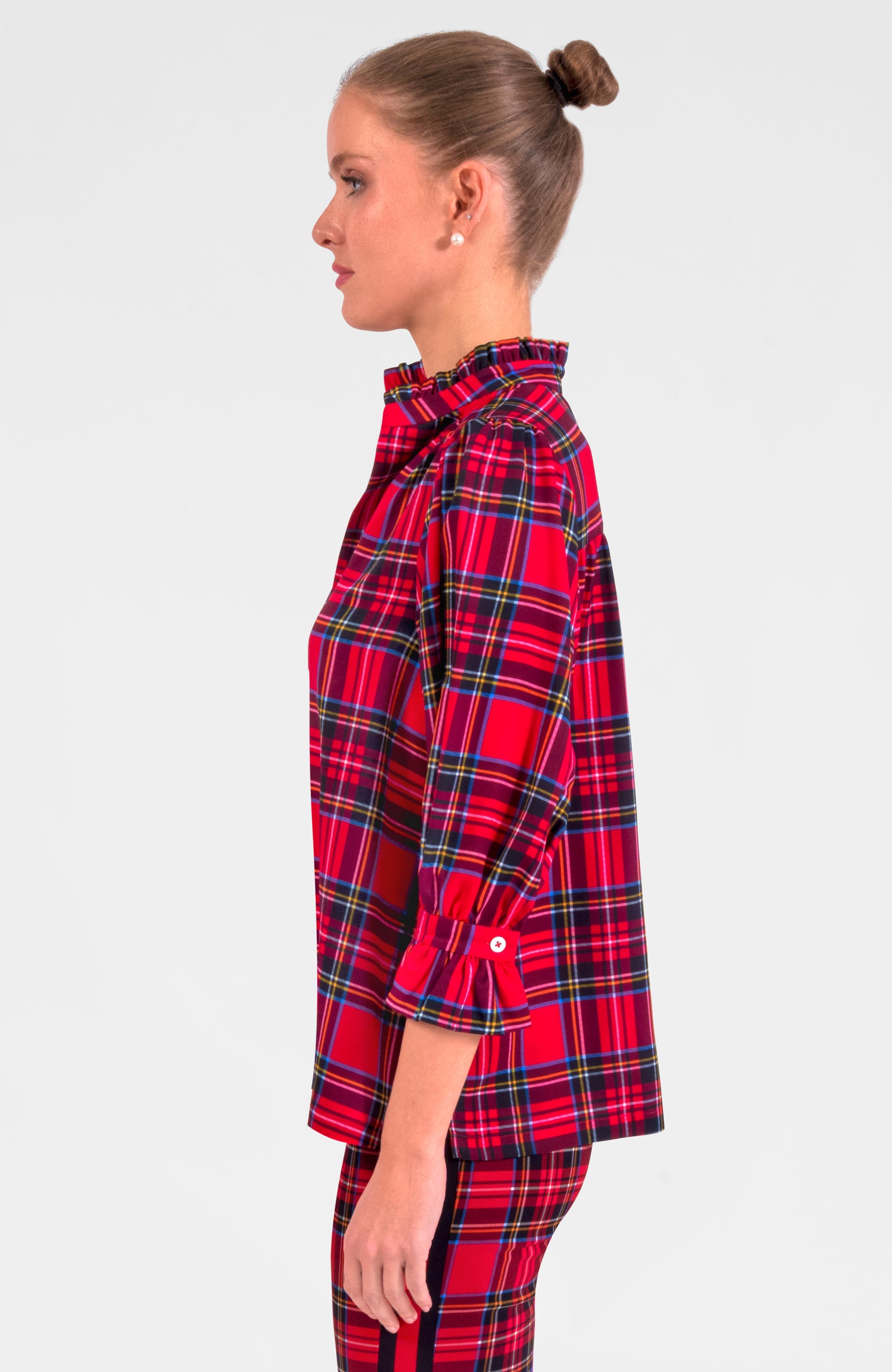 Ruffleneck Tunic - Duke Of York Red Multi