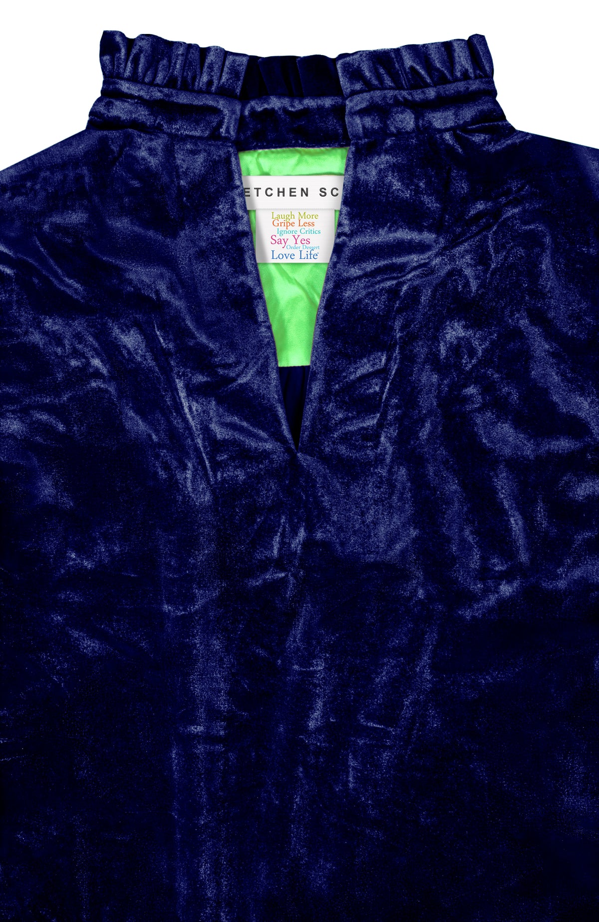 Ruffleneck Tunic - Silky Velvet Navy