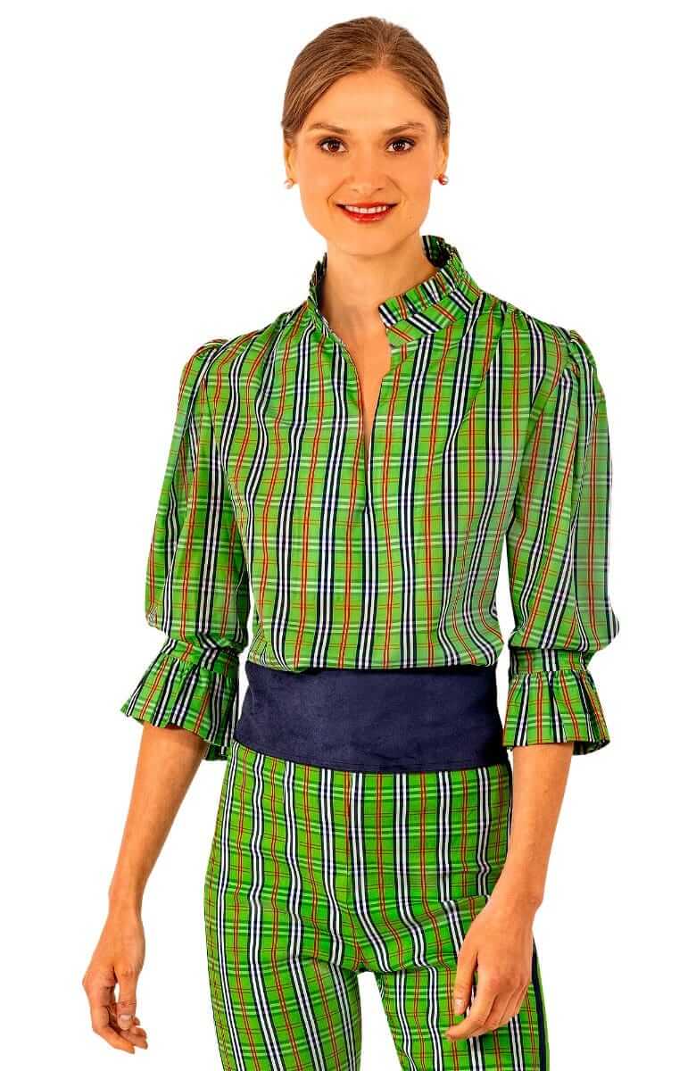 Ruffleneck Tunic - Sunshine Plaid - Final Sale Green