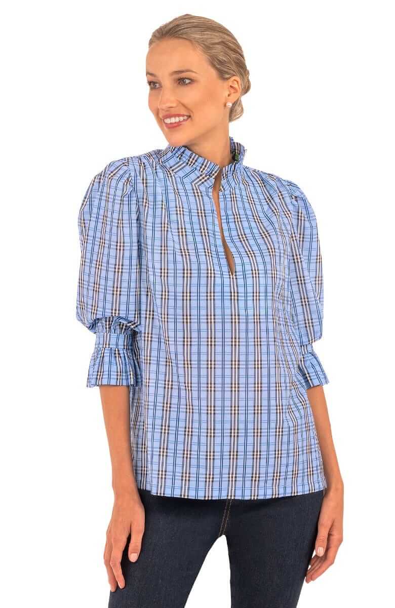 Ruffleneck Tunic - Sunshine Plaid - Final Sale Periwinkle