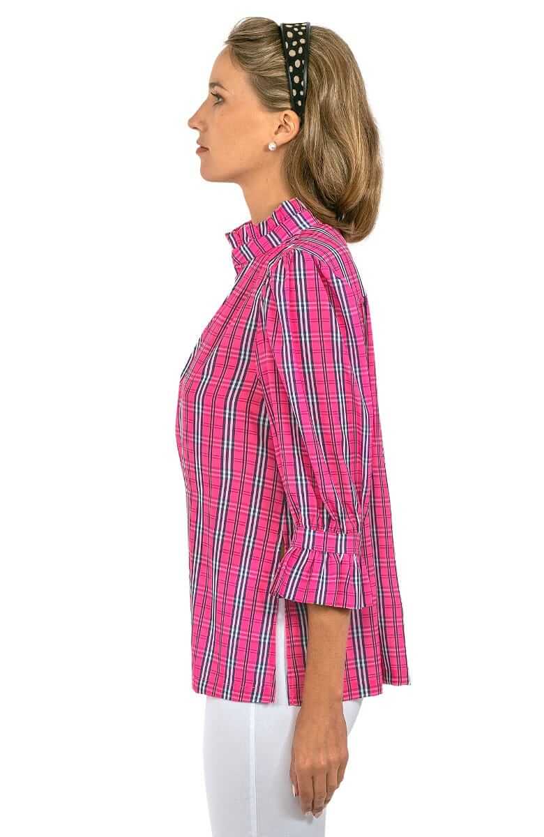 Ruffleneck Tunic - Sunshine Plaid - Final Sale Pink