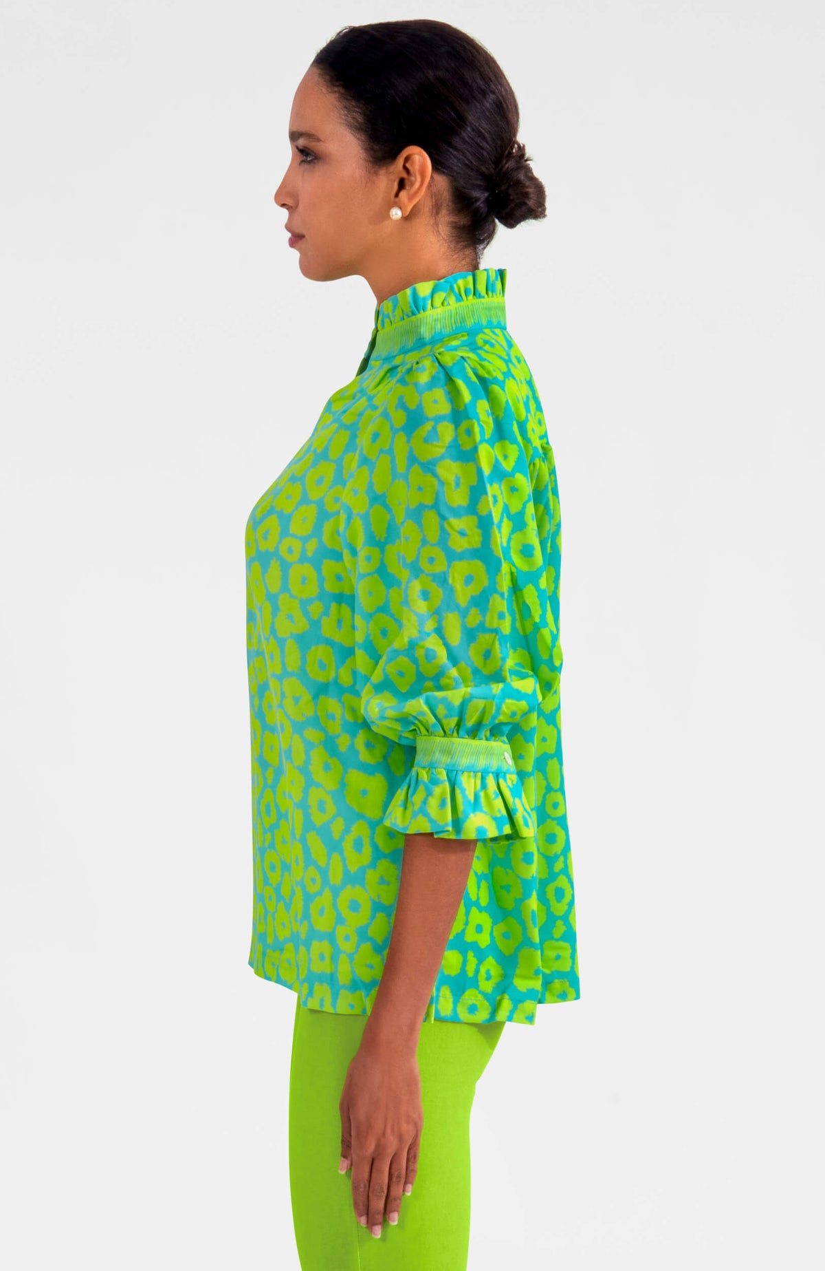 Ruffleneck Tunic - Me Jane Turq Lime