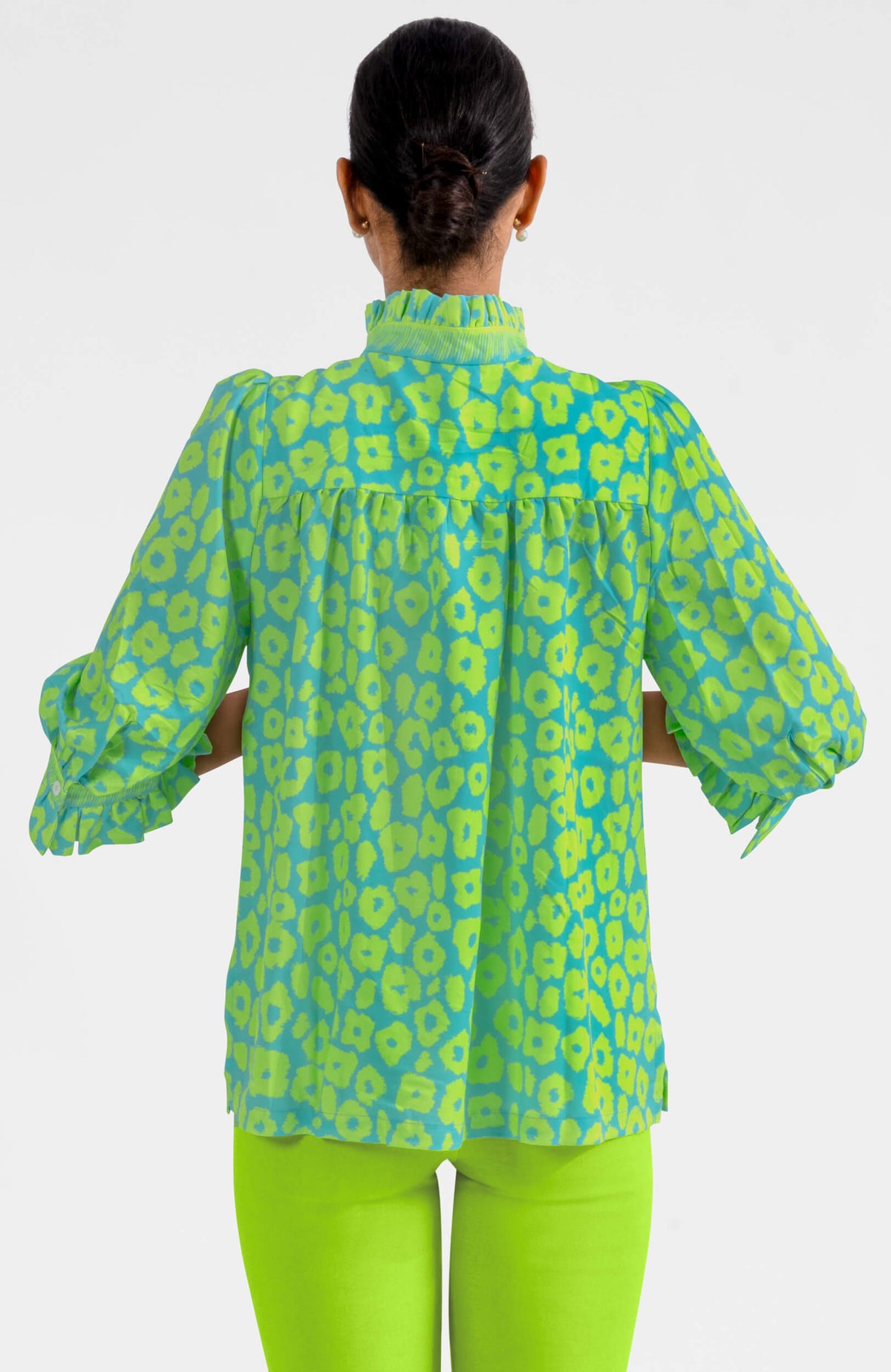 Ruffleneck Tunic - Me Jane Turq Lime