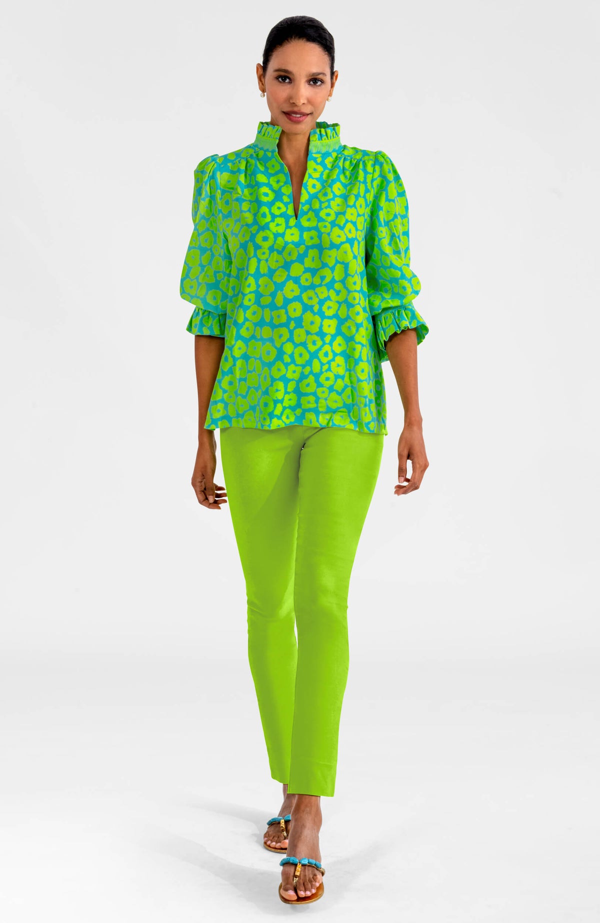 Ruffleneck Tunic - Me Jane Turq Lime