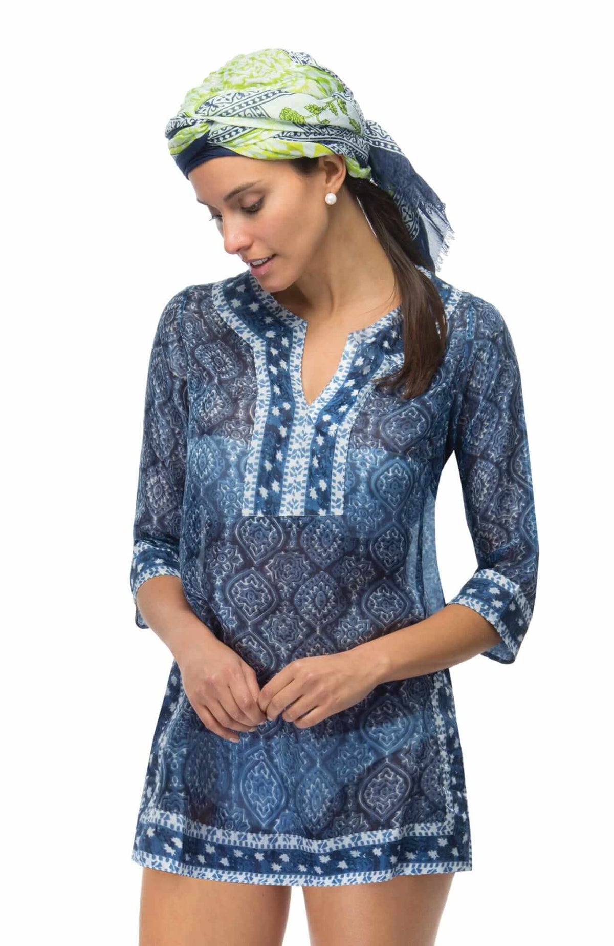 Silk Tunic - Easy Breezy - Final Sale Navy White