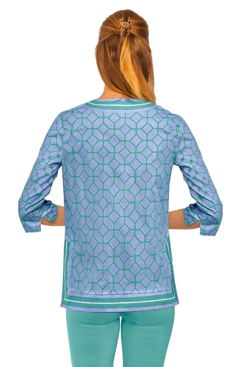 Cotton Split Neck Tunic - Lucy In The Sky With Diamonds Periwinkle