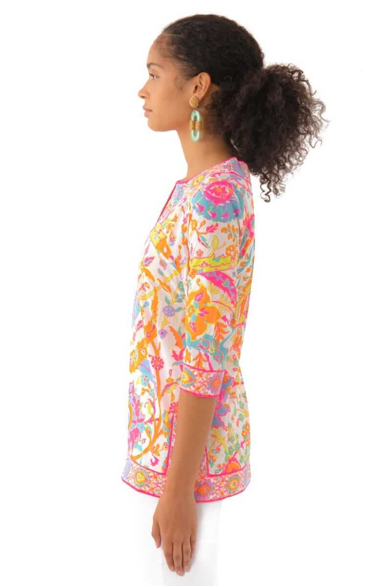 Cotton Split Neck Tunic - Magic Carpet Brights