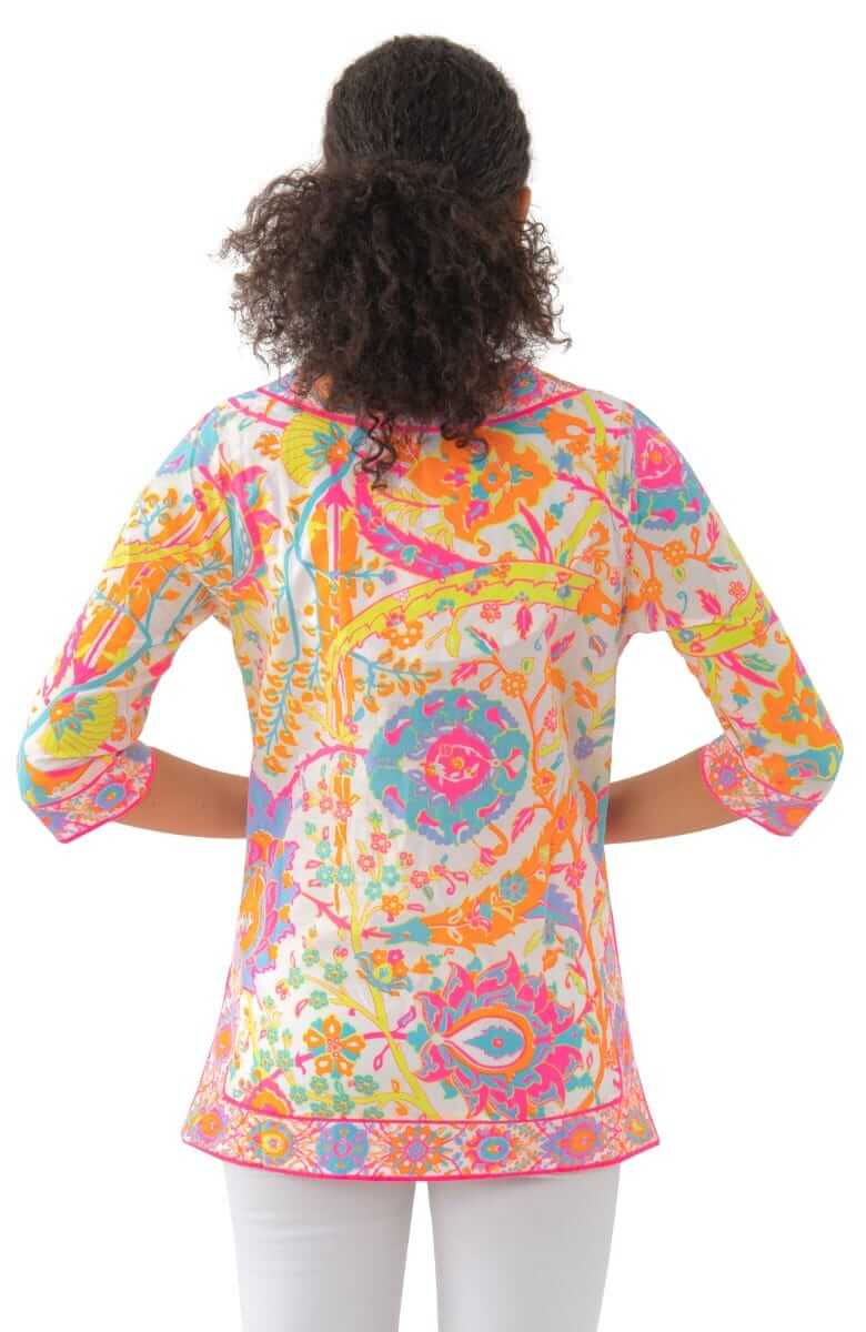 Cotton Split Neck Tunic - Magic Carpet Brights