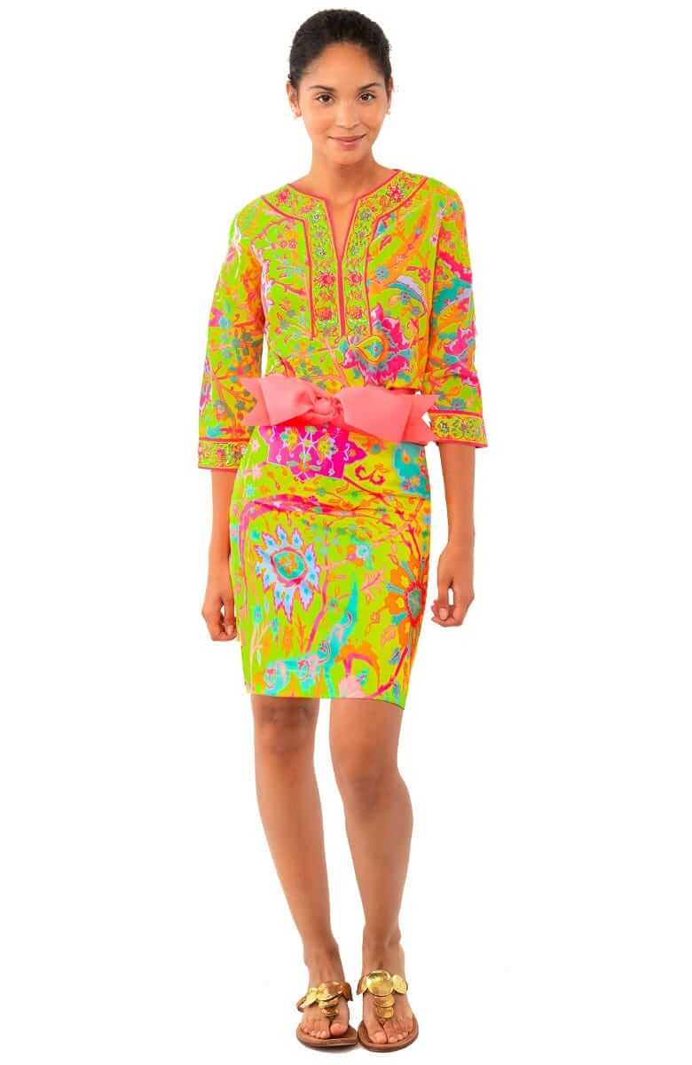 Cotton Split Neck Tunic - Magic Carpet Lime