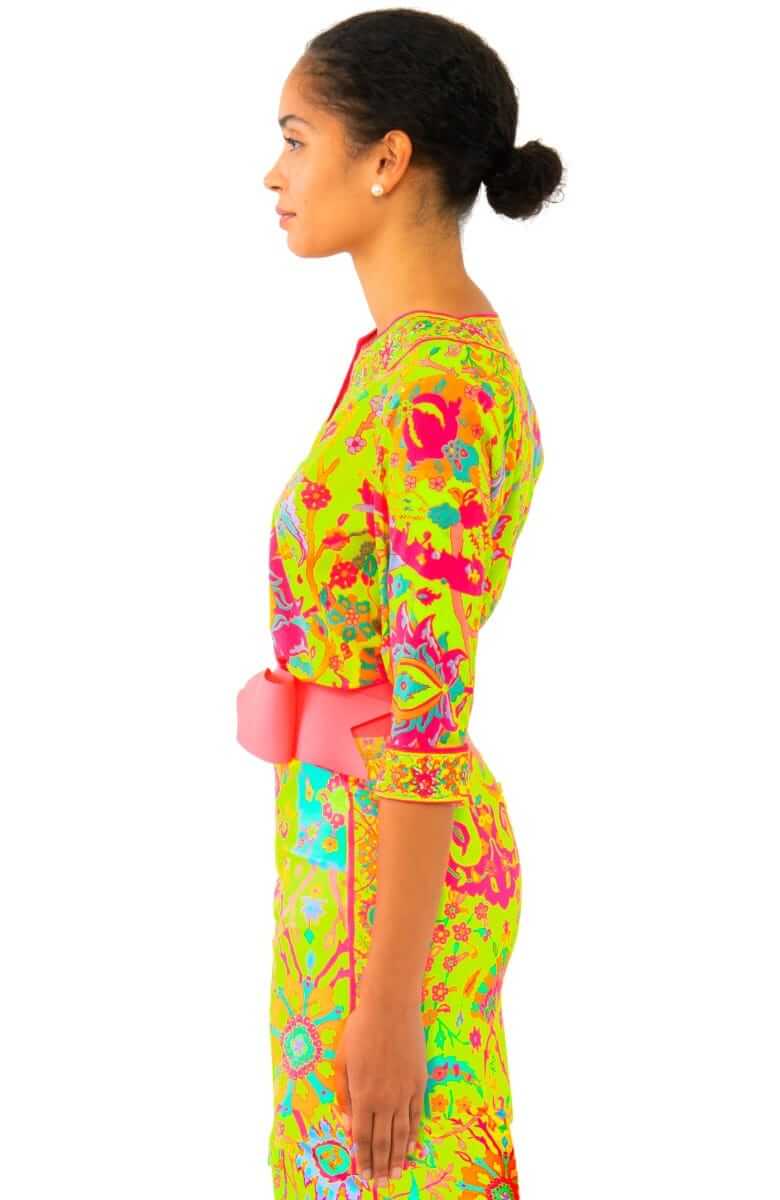 Cotton Split Neck Tunic - Magic Carpet - Final Sale Lime