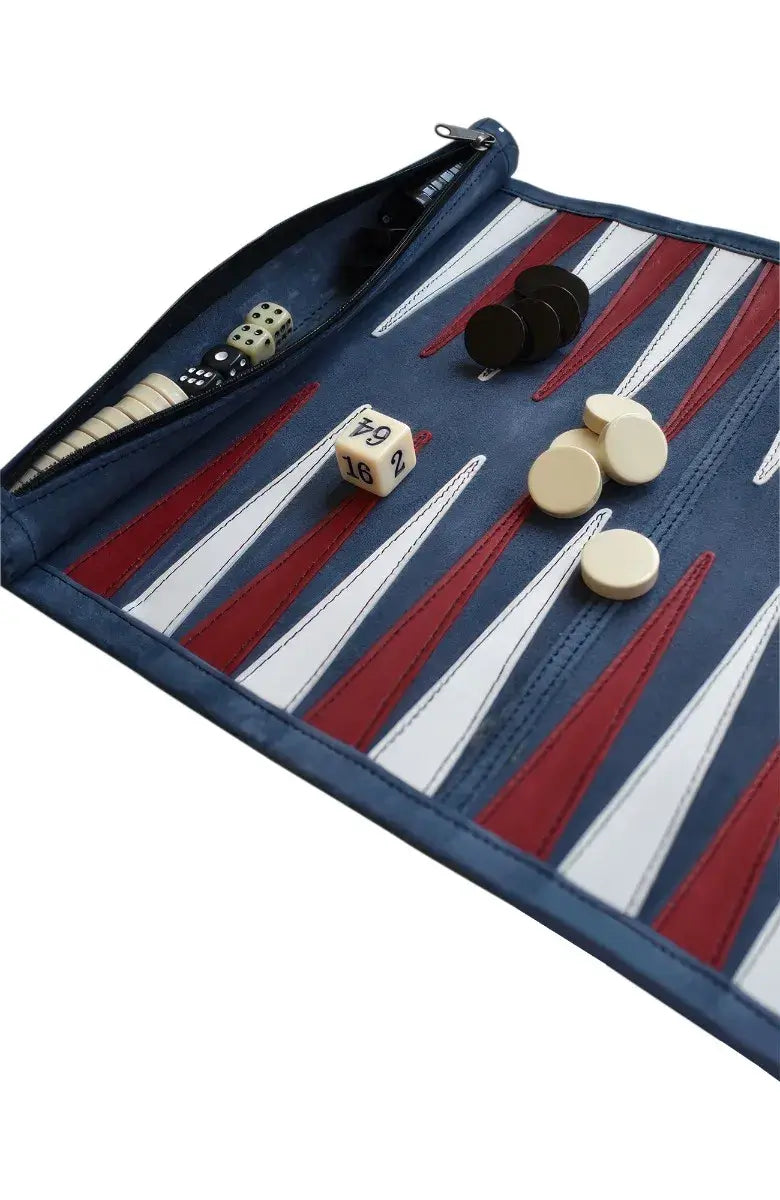 Leather Roll-Up Backgammon Set Royal