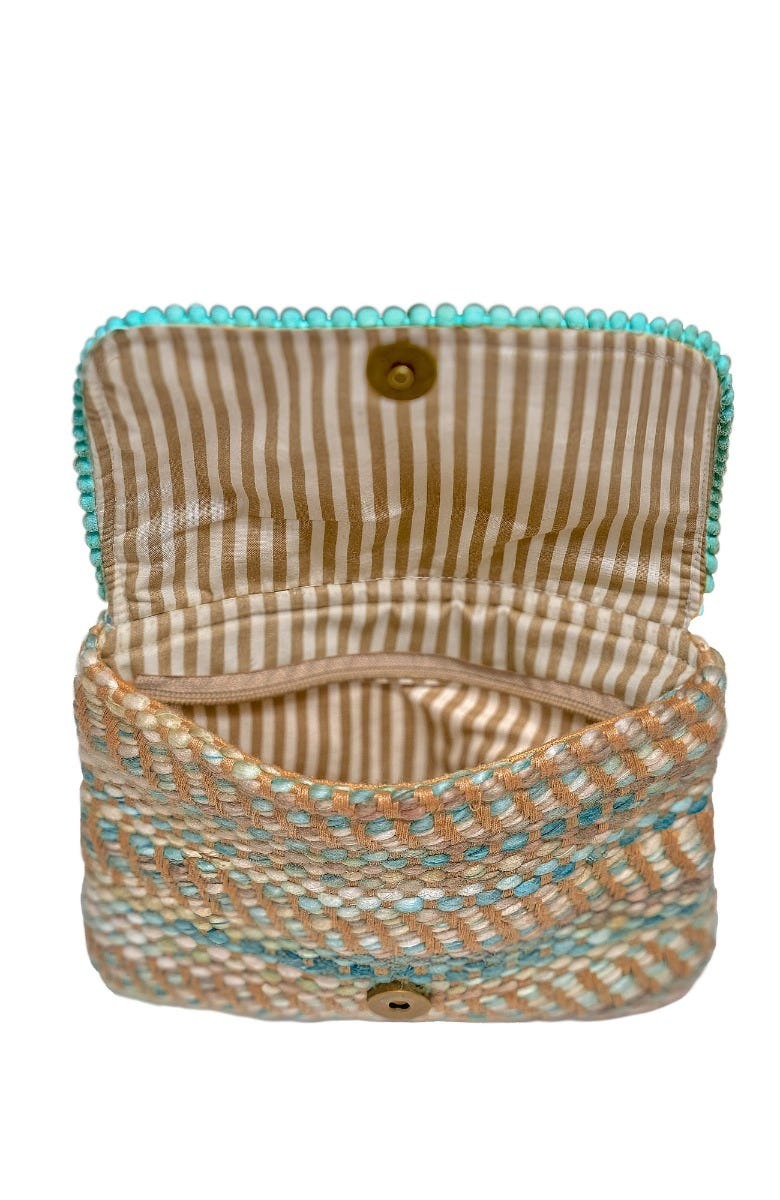 Bloom Beaded Clutch Turquoise One Size