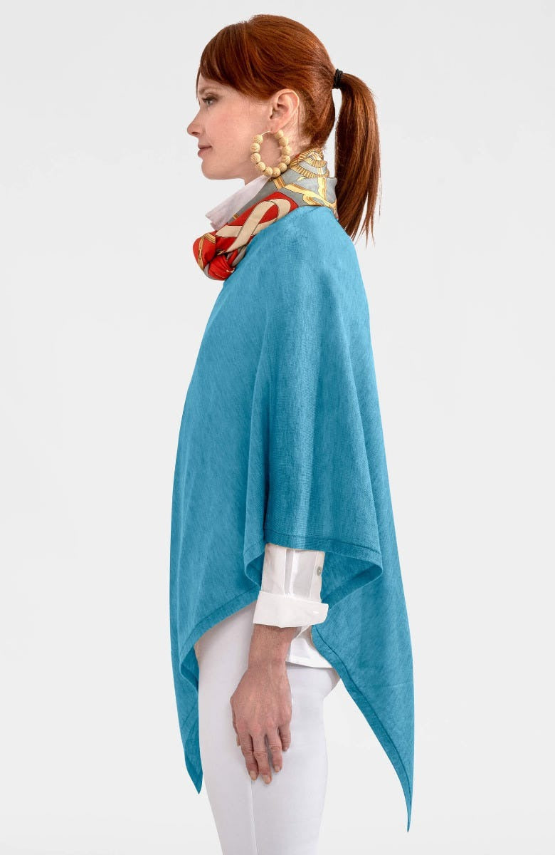 Cashmere-Like Poncho Aquablue One Size