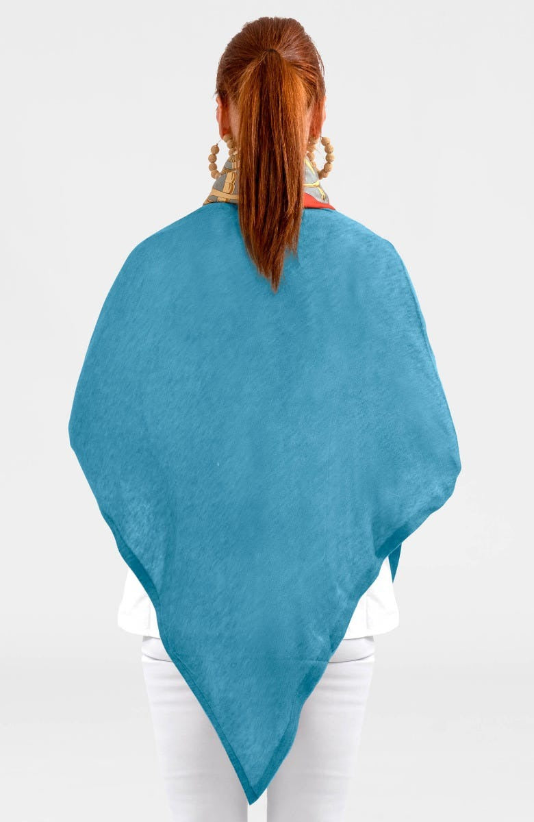 Cashmere-Like Poncho Aquablue One Size