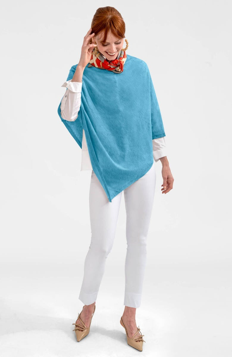 Cashmere-Like Poncho Aquablue One Size