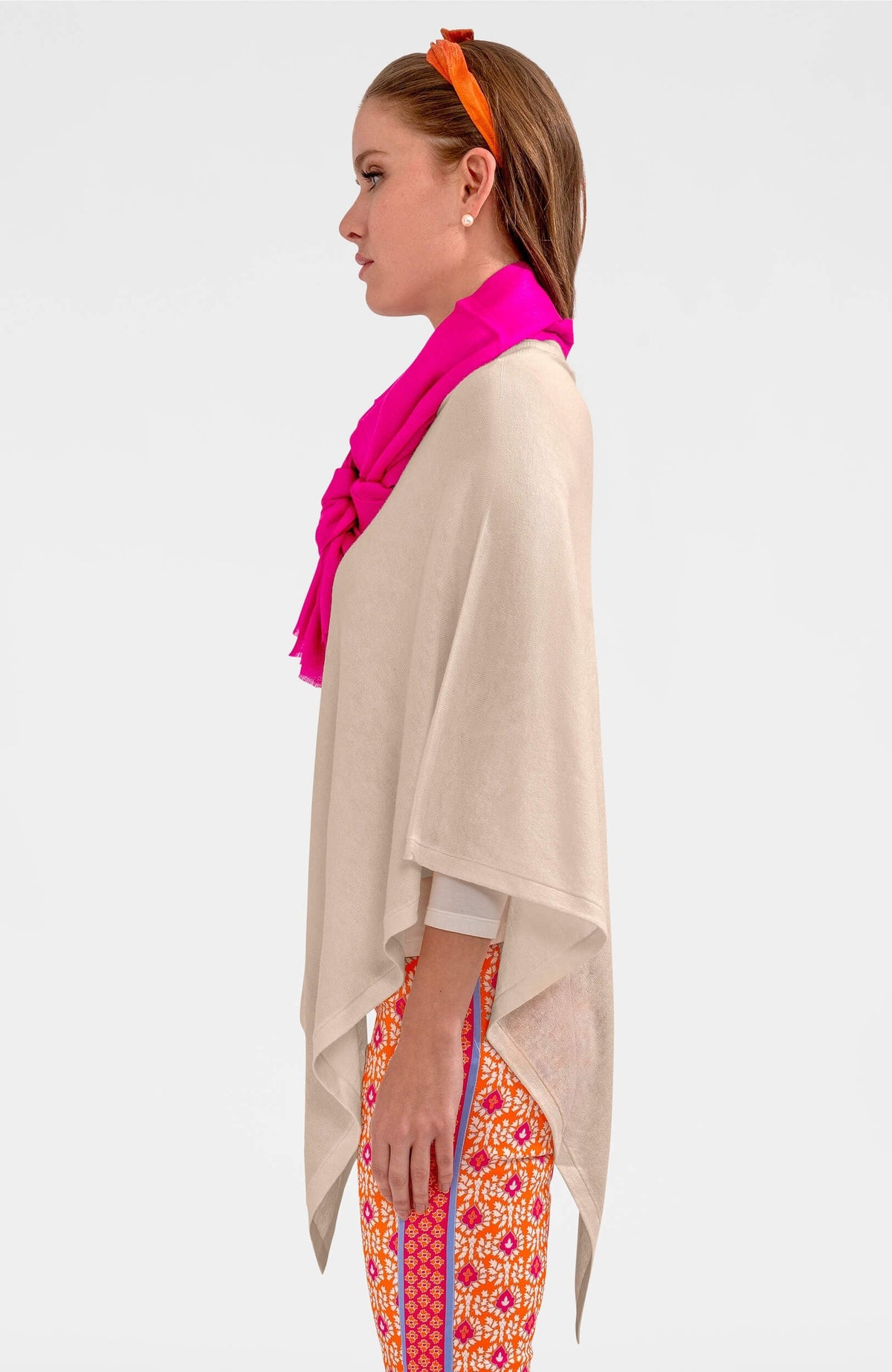 Cashmere-Like Poncho Creme One Size