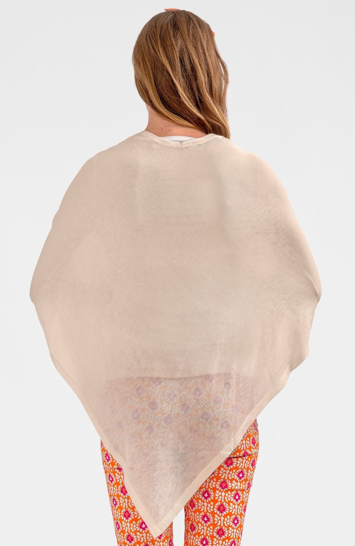 Cashmere-Like Poncho Creme One Size