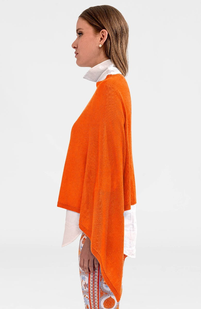 Cashmere-Like Poncho Orange One Size