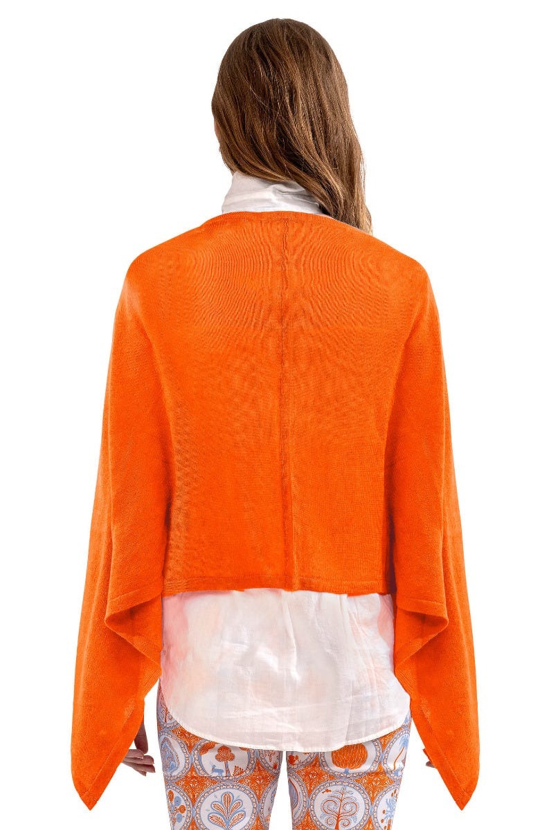 Cashmere-Like Poncho Orange One Size